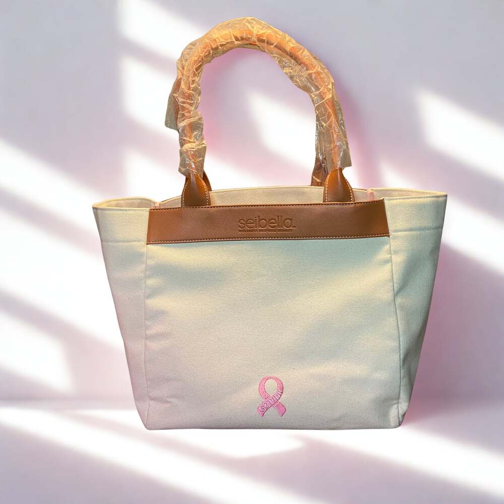 Go Pink Breast Cancer Awareness Top Canvas Tote Bag